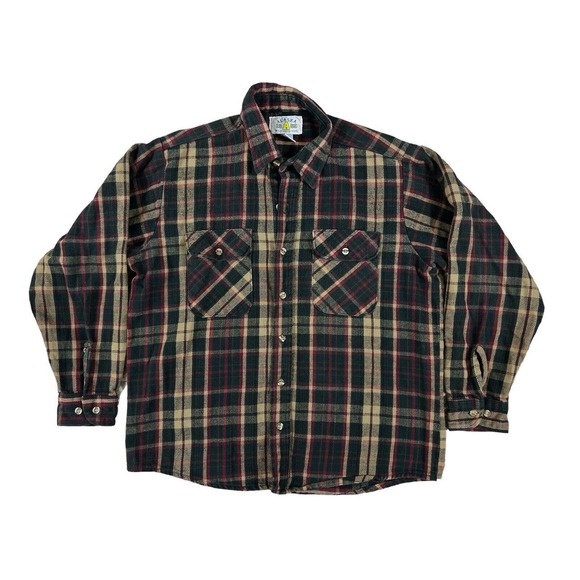 VTG Alaska Wilderness Gear 1959 Green Plaid Flannel‎ Long Sleeve Button Up Sz L - Picture 1 of 6